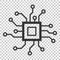 Circuit board icon in flat style. Technology microchip vector il