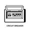 Circuit breaker board icon. Fuse board box. Electrical power switch panel isolated on background