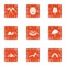 Circuit relax icons set, grunge style