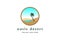 Circular Arabian Oasis Desert Lake with Palm Date Logo Design Vector