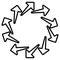 Circular arrows for cycle, repeat themes. Progress, process, procedure concept pointer design. Cyclical, spinning arrows