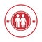 Circular border with pictogram elderly couple with walking stick