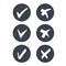 Circular check mark symbols - rounded grey buttons