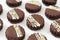 Circular chocolate sandwich biscuit cookies