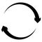 Circular, circle arrow right. Radial arrow icon, symbol. Clockwise rotate, twirl, twist concept element. Spin, vortex pointer.