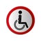 Circular contour road sign person sitting wheelchair