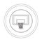 Circular contour of silhouette square basketball hoop