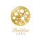 Circular dandelion logo design. Natural symbol. Luxury label with golden texture. Original vector emblem for beauty