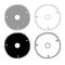 Circular disk icon outline set grey black color