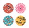 Circular, Elegant Japanese Umbrellas Adorned With Traditional Patterns, Top View . Harmonious Asian l Designs