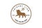 Circular Elegant Luxury Golden Lion Royal Lion Trident King Badge Emblem Label Logo Design