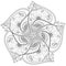 Circular floral monochrome pattern with five petals for coloring book. Vector illustration