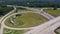 Circular highway exit or ring road with railroad tunnel, large drainage system, overpass, viaduct off highway interstate 20 in