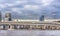 Circular highway leading to the Rainbow Bridge of Odaiba bay in Tokyo