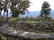 Circular house, trees, branches and panoramic view, Kuelap, Luya, Amazonas, Peru, South America