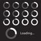 Circular loading sign, isolated on black background, vector illustration.