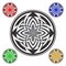 Circular logo template in Celtic knots style. Stylish tattoo mandala symbol. Silver ornament for jewelry design and samples of oth