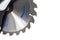 Circular miter saw blade on white background space for text