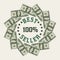 Circular money frame with 100 US dollar bills