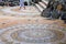 Circular mosaic mandalas on the floor Of Pha Sorn Kaew, Khao Kor, Phetchabun, Thailand.