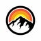 Circular mountain badge vector illustration