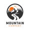 Circular mountain landscape logo design
