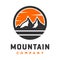 Circular mountain landscape logo design