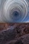 A circular night sky star trail in the Augrabies Falls Gorge