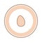 Circular panel with fresh egg in flesh color on white background - vector