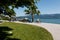 Circular path on the promenade around the island of Lindau on Lake Constance in Bavaria, Germany