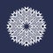 Circular pattern in Asian intersecting lines style. White eight pointed mandala in snowflake form