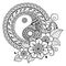 Circular pattern in form of mandala for Henna, Mehndi, tattoo, decoration. Decorative ornament in oriental style with Yin-yang