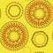 Circular pattern Hohloma seamless on yellow. vector illustration