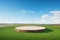 Circular podium rendered on a serene meadow soil ground
