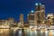 Circular Quay modern cityscape at night. Sydney, Australia