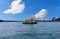 Circular Quay and Sydney Rocks Ferry on Sydney Harbour NSW Australia. Lovely colours of the Sky and water