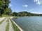 Circular recreational trail around the artificial accumulation lake Bajer, FuÅ¾ine - Gorski kotar, Croatia