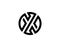 Circular round emblem monogram anagram monoline lettermark logo of letter x o y z 0