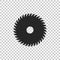 Circular saw blade icon isolated on transparent background. Saw wheel