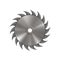 Circular saw blade. Realistic round metal disk with teeth for sawing logs and sawn timber spinning