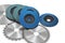 Circular saw blades and abrasive disks isolated o