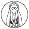 Circular shape with contour half body saint virgin mary praying