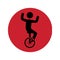 Circular silhouette with man in unicycle