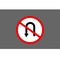 Circular single white, red and black no u-turn sign