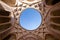 Circular skylight inside one of the courtyards of Tabatabaei Mansion