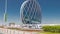 Circular skyscraper Aldar Headquarters Building timelapse in Abu Dhabi, UAE.