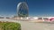 Circular skyscraper Aldar Headquarters Building timelapse hyperlapse in Abu Dhabi, UAE.