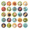 Circular sports icons flat design vector set.