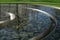 Circular stainless steel reflecting water pool
