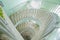 Circular Staircase. Spiral staircase from bottom view with white cement wall Spiral staircase in Lighthouse in Baku . Spiraling